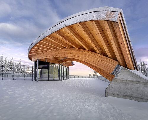 Holzkonstruktion im Schnee