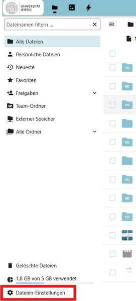 Speicherwolke_Dateien-Einstellungen Screenshot WebDAV-Adresse in den Dateien-Einstellungen der Speicherwolke